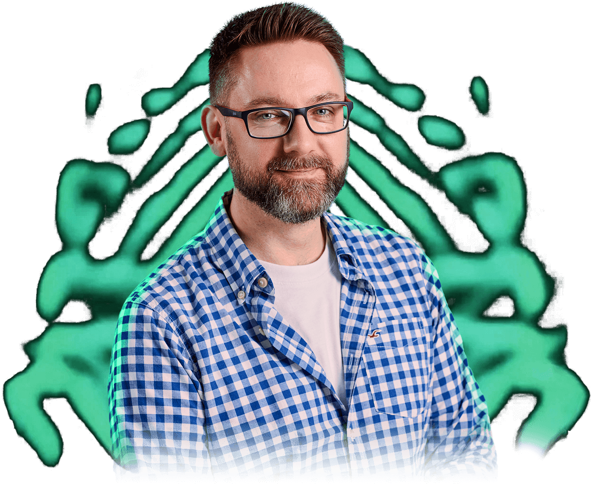 Portrait of Garry Aylott, co-host of The Big Blue Box Podcast