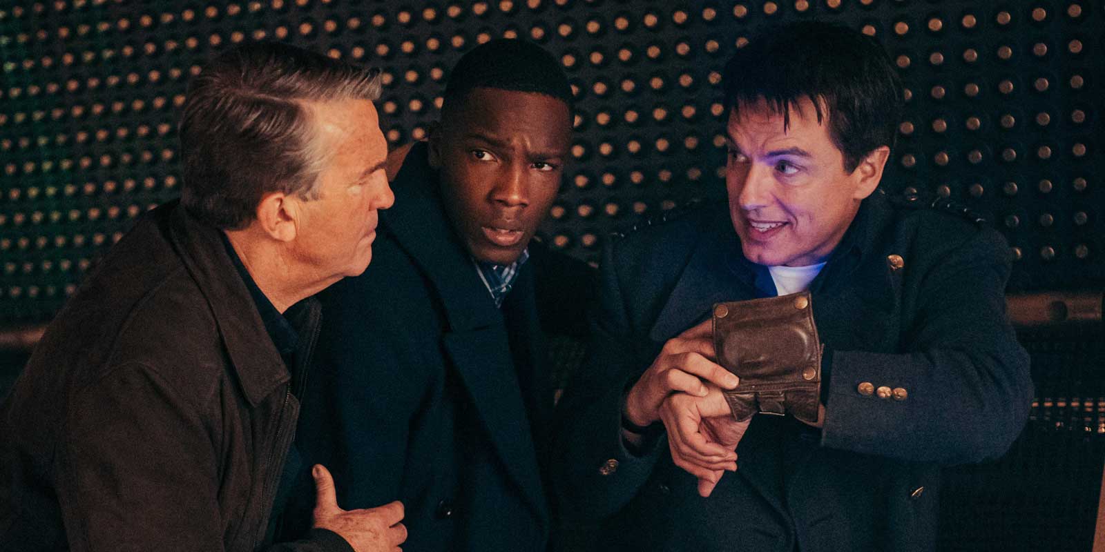 Graham, Ryan and Jack abroad the Dalek Ship