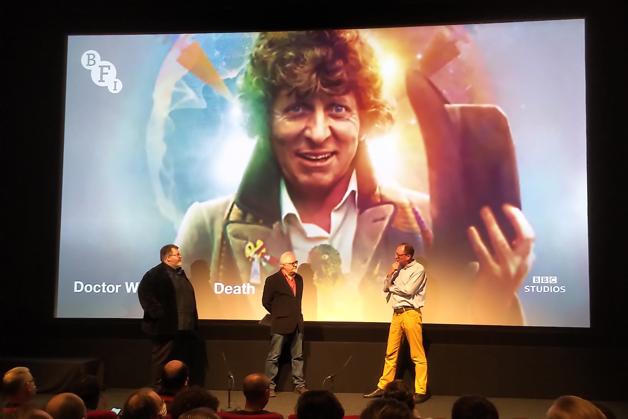 Picture of Justin Johnson (Lead Programmer for BFI), Dick Fiddy (BFI Archive Television Programmer) and Patrick Hayes (son of director, Michael Hayes)