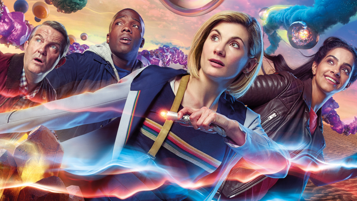 Promo Image for Doctor Who Series 11, featuring the TARDIS 'fam'.