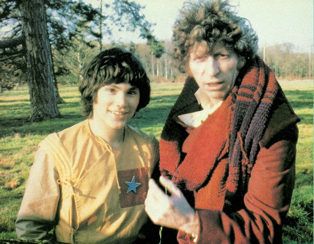 Matthew Waterhouse and Tom Baker on location for Logopolis