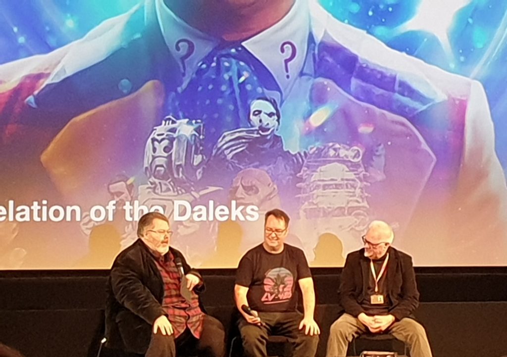 Gareth Kavanagh - ( centre) from Cutaway Comics with interviewers Justin Johnson and Dick Fiddy 