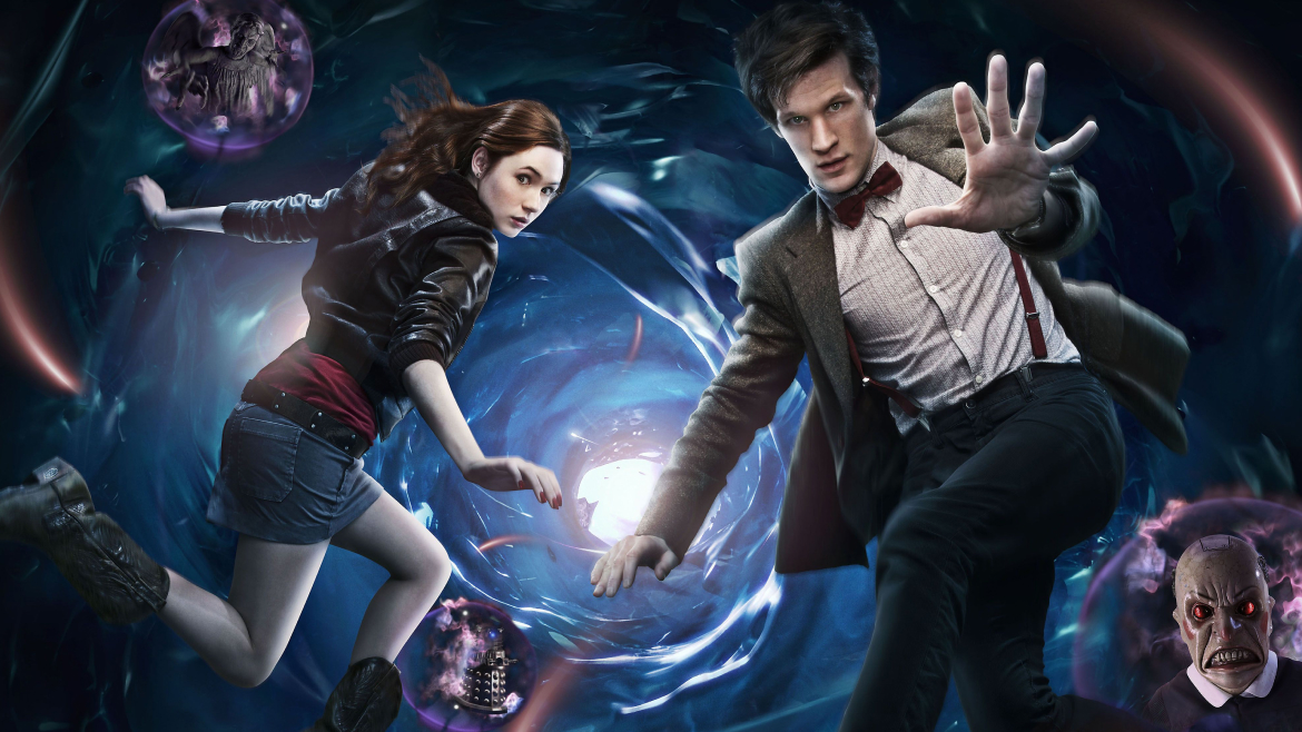 Promotional Image for Series 5 featuring the Doctor, Amy and a few creepy monsters