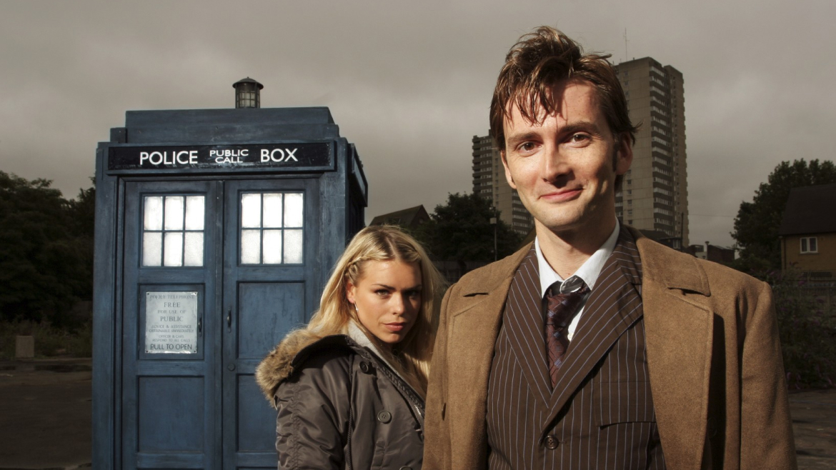 Promotional image for Series 2 featuring Rose with a newly regenerated Doctor