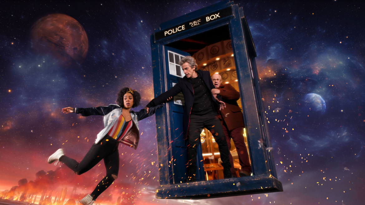 Promotional Image for Series 10 featuring the Doctor, Bill and Nardole