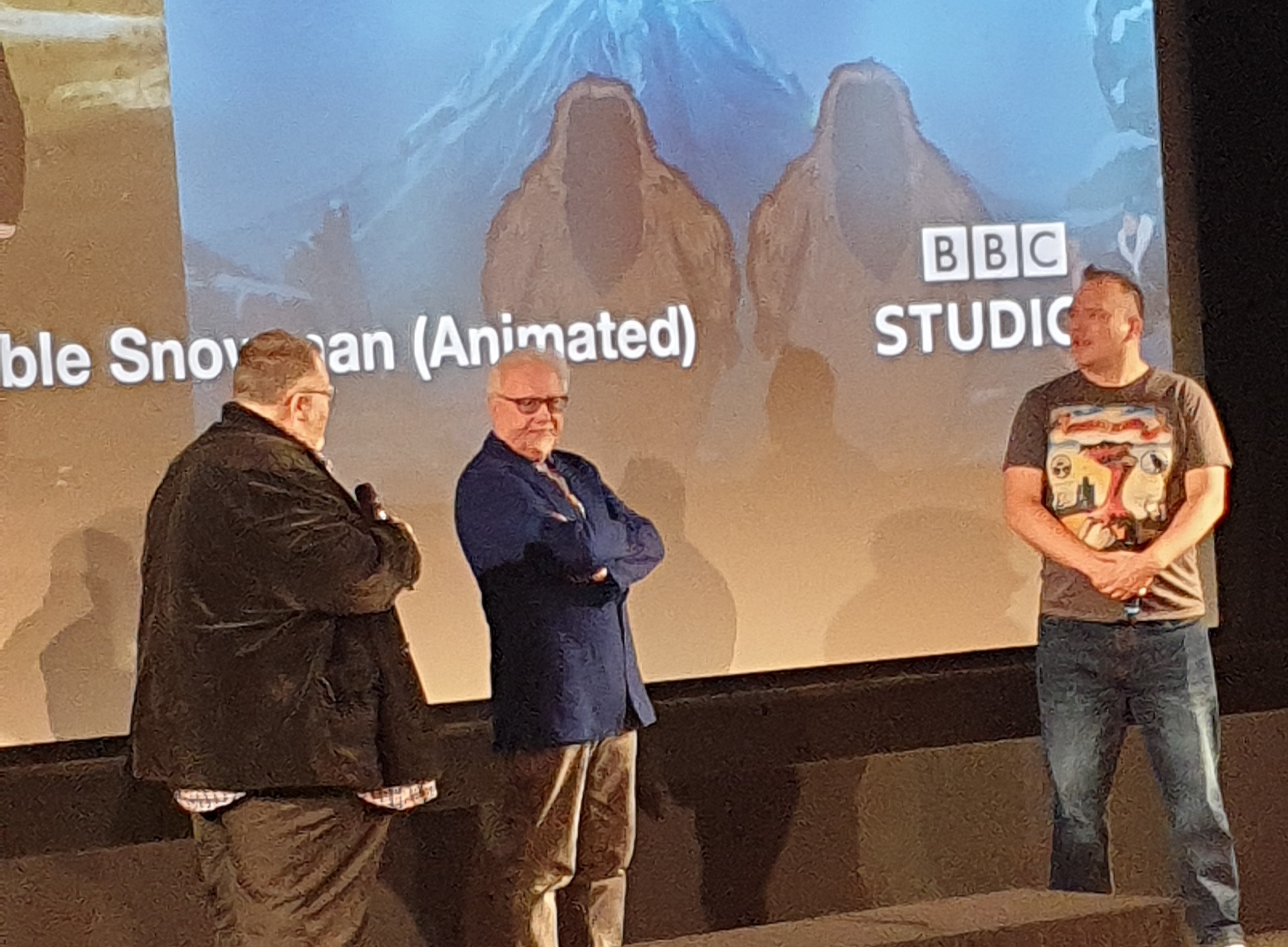 Justin Johnston and Dick Fiddy (BFI hosts) interviewing composer Jess Jurkovic.