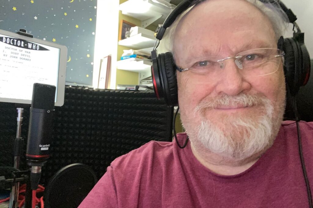 Colin Baker recording for Doctor of War