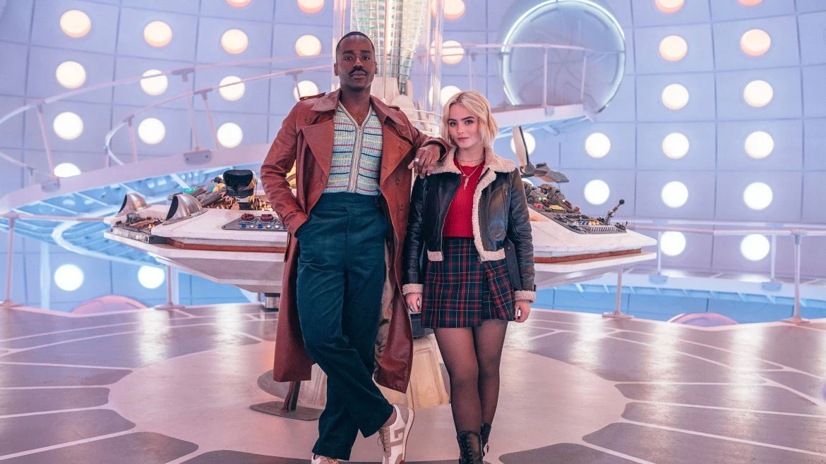 The Doctor and Ruby standing in the TARDIS