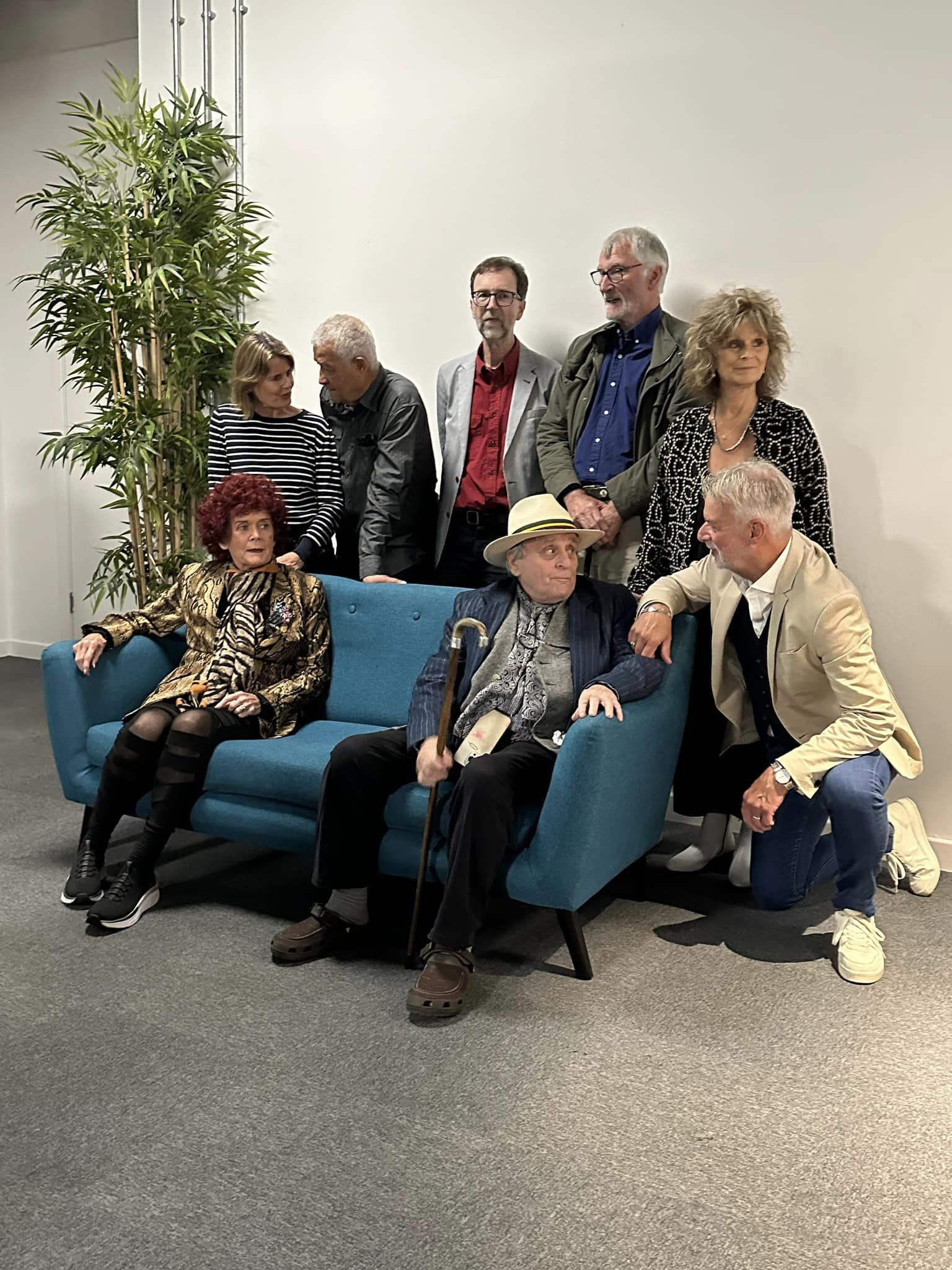 The cast and crew ready for photos
