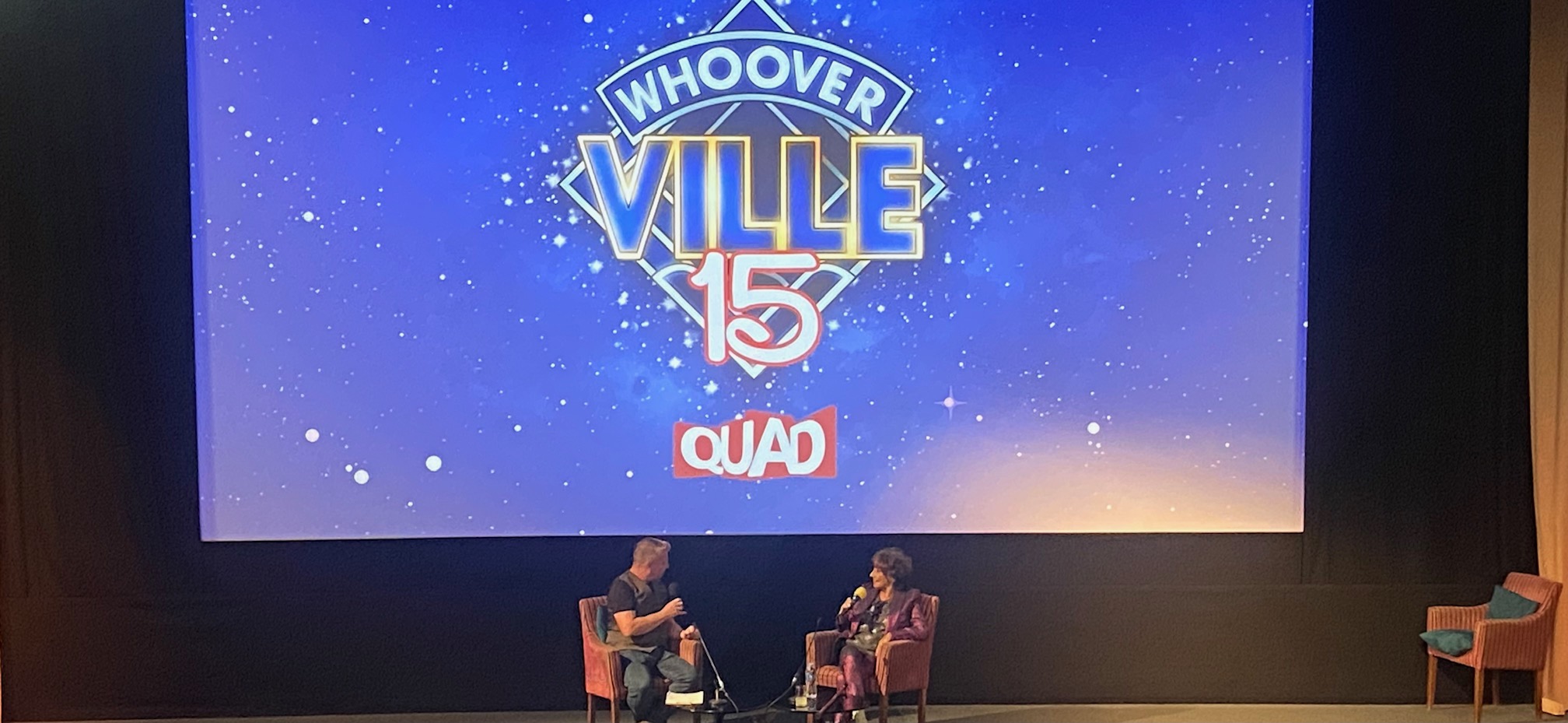 Carole Ann Ford being interviewed on stage