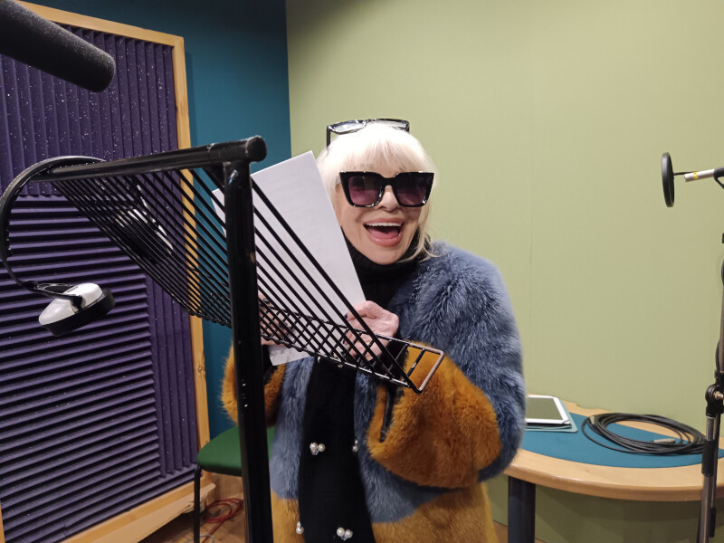 Katy Manning in the recording studio