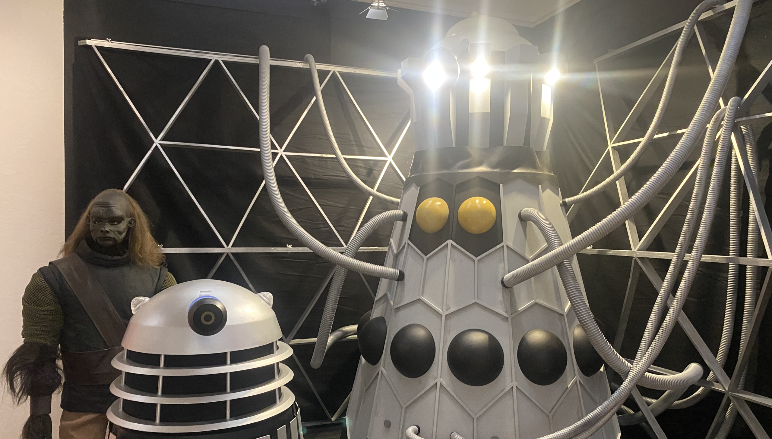 A cool Emperor Dalek replica, accompanied by a Dalek and an Ogron.
