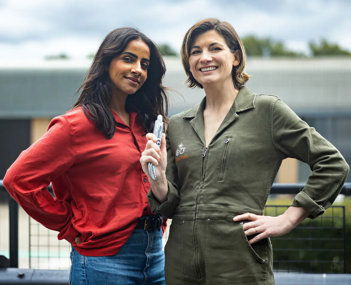 Mandip Gill and Jodie Whittaker at the recording of Vampire Weekend