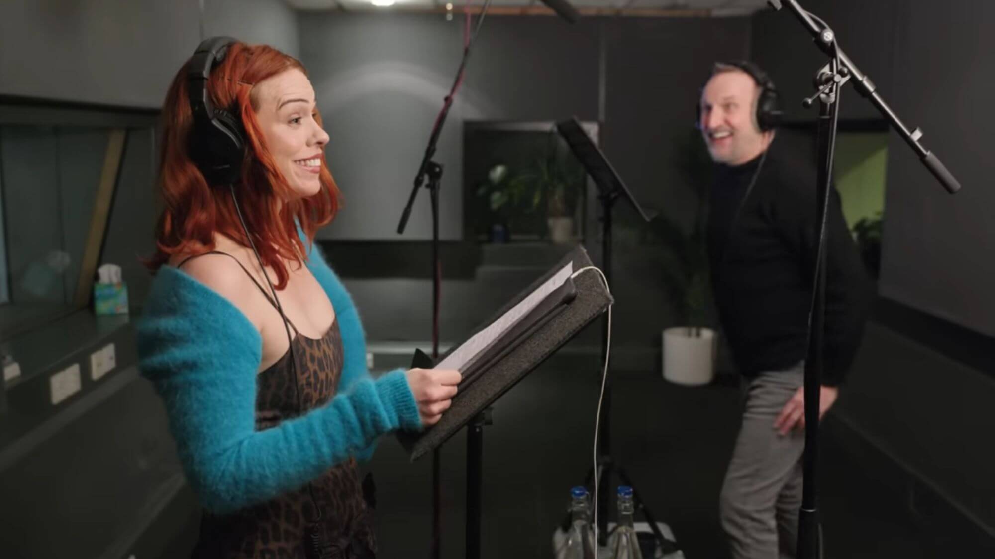 Billie Piper and Christopher Eccleston during recording