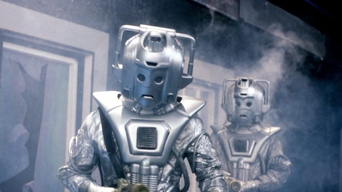 Cybermen from the classic Doctor Who Sixth Doctor story Attack of the Cybermen