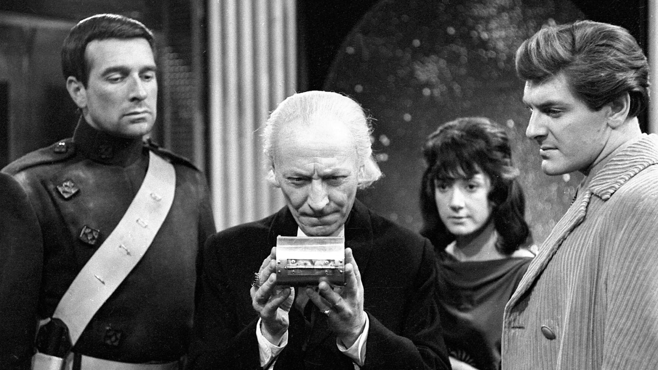 Bret Vyon, the Doctor, Katarina and Steven from The Daleks' Master Plan