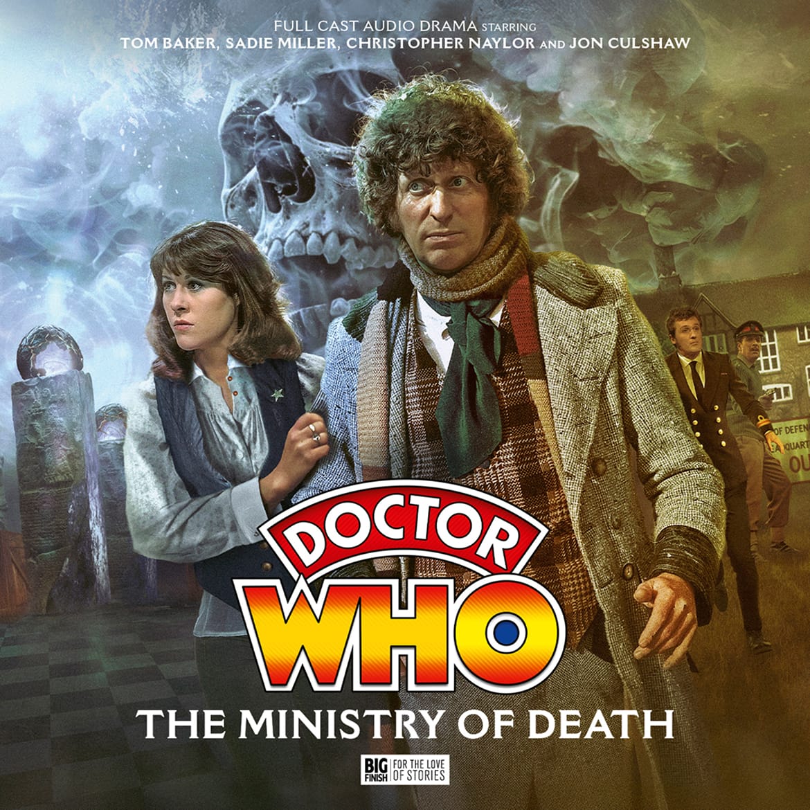 The classic version cover art for the Big Finish audio drama Doctor Who: The Fourth Doctor Adventures Series 15: The Ministry of Death by Sean Longmore.