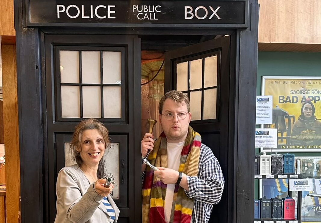 Maria and Harry with the TARDIS